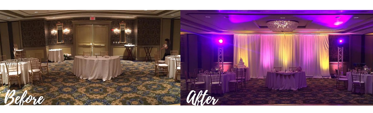 before and after uplighting 